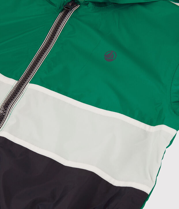 Boys' Recycled Polyester Windbreaker blue/green