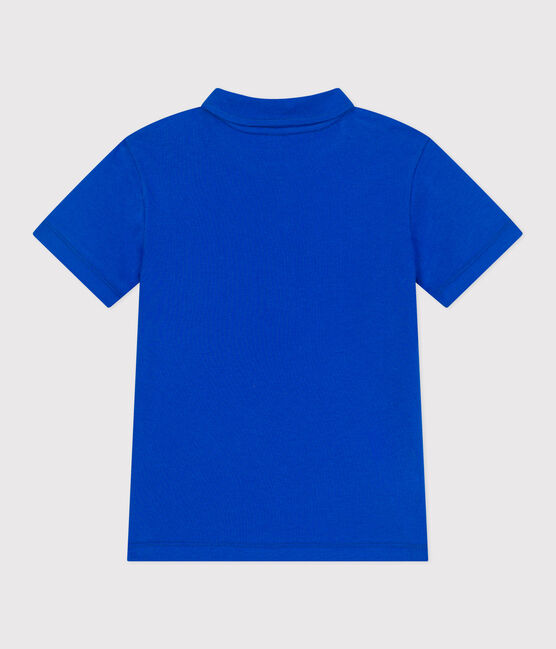 Children's plain short-sleeved cotton polo shirt PERSE blue