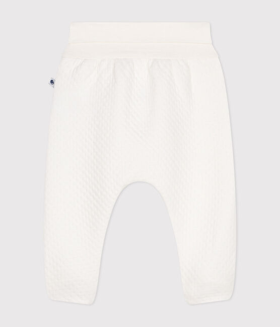 Babies' tube knit trousers with feet MARSHMALLOW white