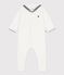 Babies' footless cotton pyjama suit with a sailor collar MARSHMALLOW white
