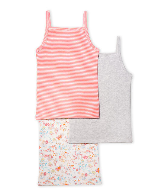 Pack of 3 girl's strap vests . white