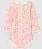 Baby girls' long-sleeved bodysuit MARSHMALLOW white/GRETEL pink