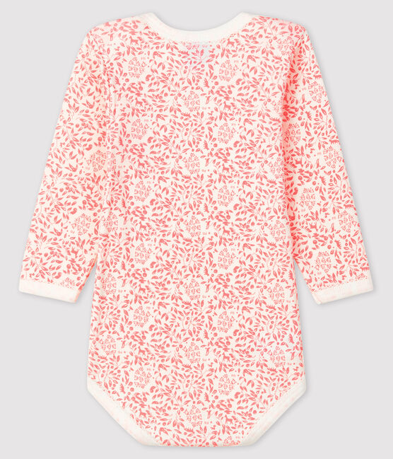 Baby girls' long-sleeved bodysuit MARSHMALLOW white/GRETEL pink