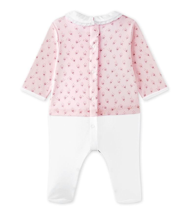 Baby girls' dual-fabric chemisette-all-in-one pink/multicolor