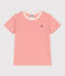 Children's short-sleeved stripy cotton T-shirt AVALANCHE red/SPICY