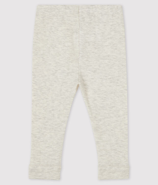 Baby girl's leggings in plain 1x1 rib knit beige