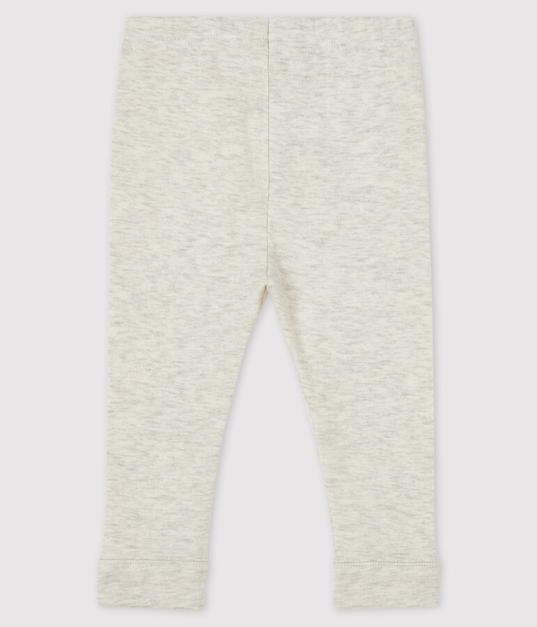 Baby girl's leggings in plain 1x1 rib knit MONTELIMAR CHINE beige