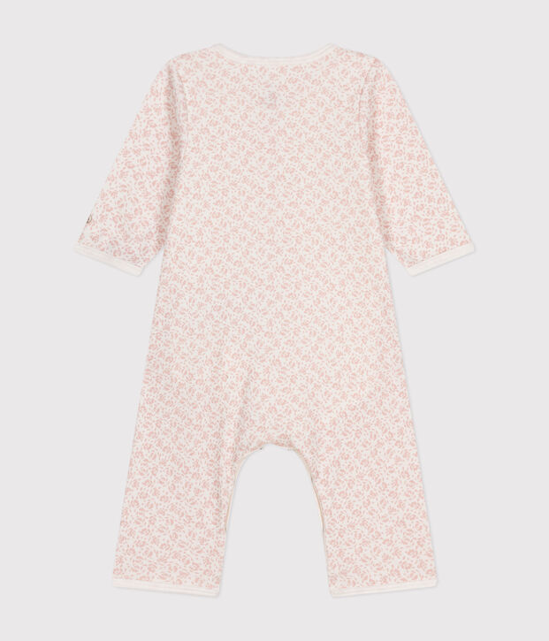 Babies' Footless Cotton Bodyjama white/pink