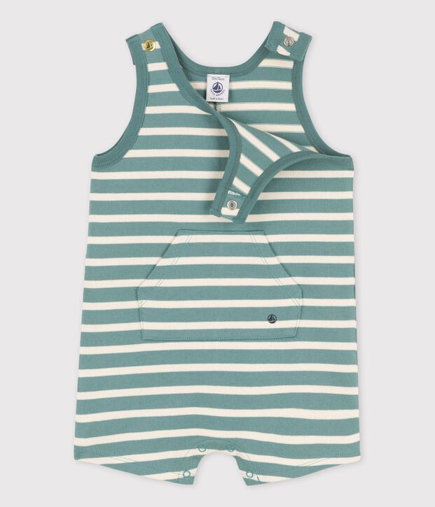 Babies' Thick Jersey Short Playsuit green/ecru