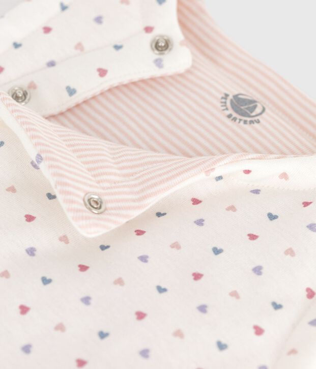 Babies' sleeveless reversible printed cotton cardigan white/multicolor