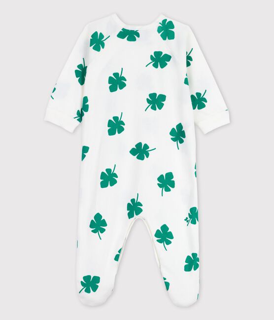 Babies' Botanic Print Organic Cotton Sleepsuit MARSHMALLOW white/GAZON green
