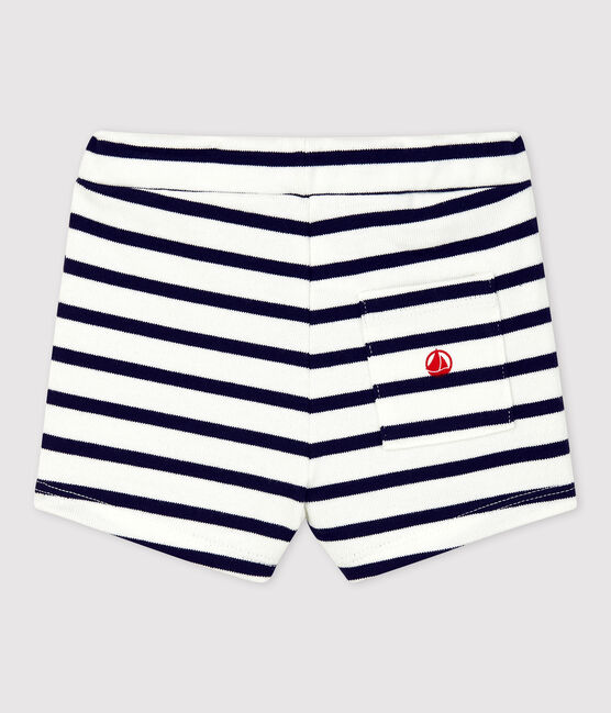Babies' Thick Organic Jersey Shorts MARSHMALLOW white/SMOKING blue