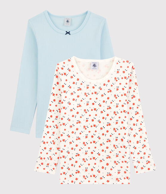 Girls' Floral Print Long-Sleeved Organic Cotton T-Shirts - 2-Pack variante 1