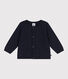 Babies' plain knitted cotton cardigan
