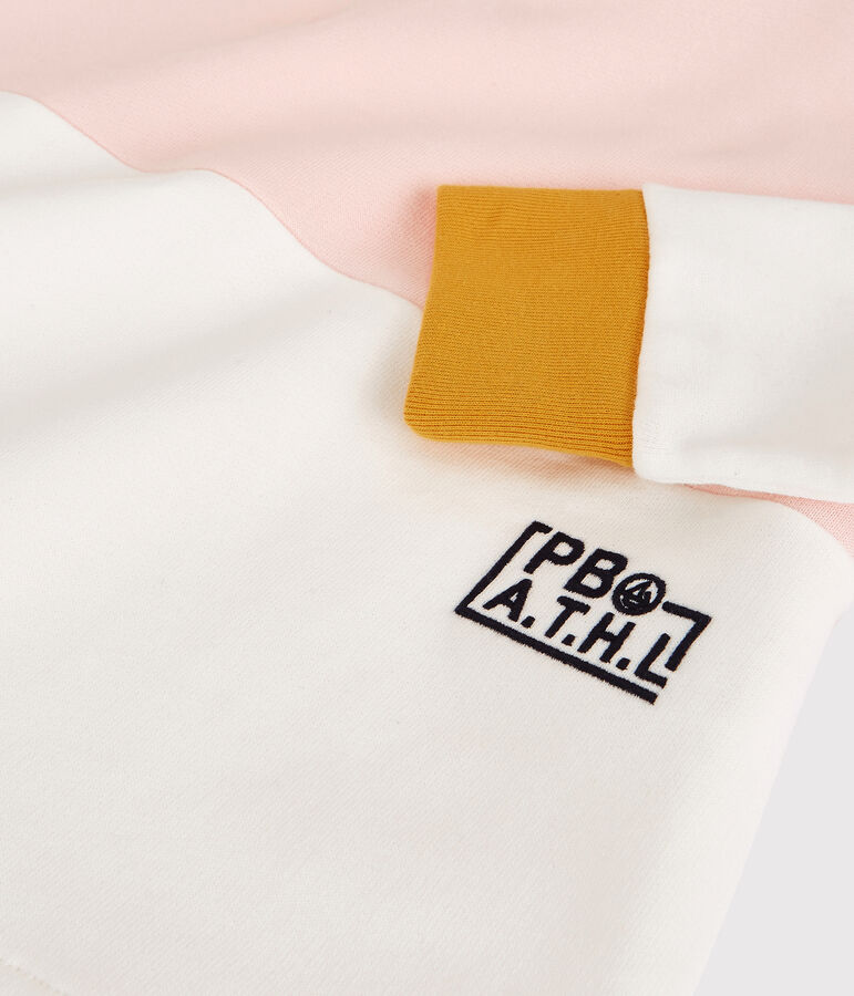 Girls' Fleece Hoodie MINOIS pink/MARSHMALLOW white