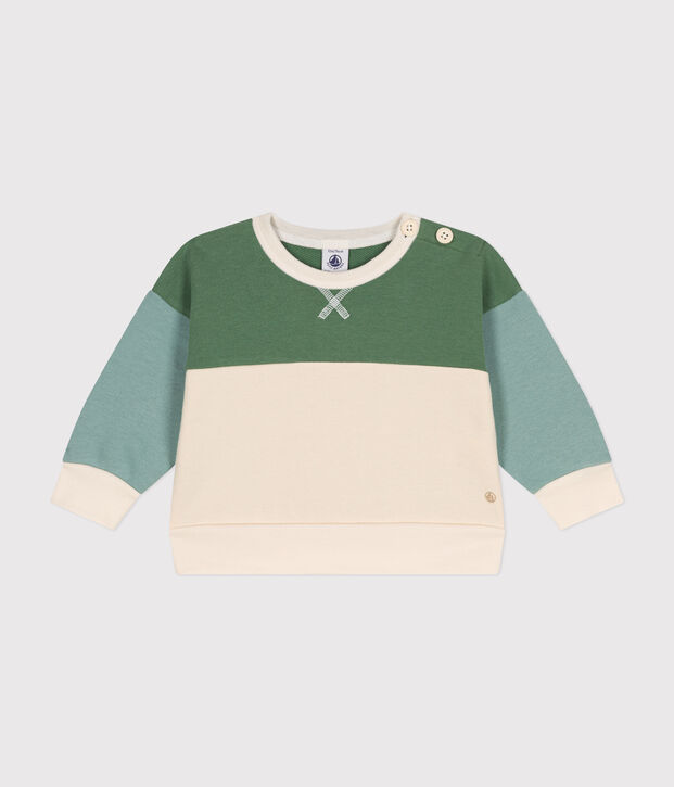 Babies' fleece sweatshirt Ecru/multicolor
