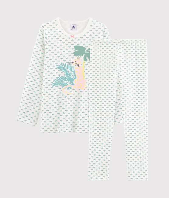 Girls' Tube Knit Pyjamas MARSHMALLOW white/MULTICO white