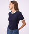 Women's short-sleeved plain cotton T-shirt blue