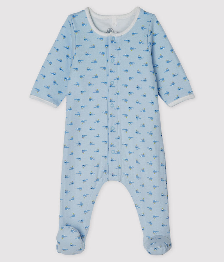 Unisex Baby's Tube Knit Bodyjama FRAICHEUR blue/MULTICO white
