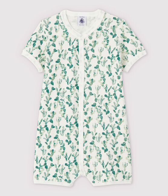 Babies' Cactus Cotton and Linen Blend Playsuit MARSHMALLOW white/MULTICO white