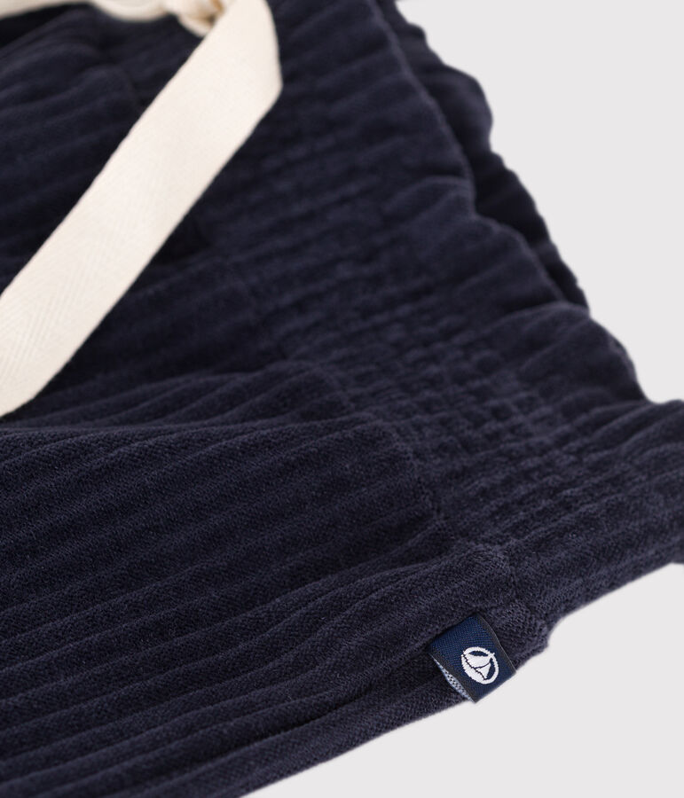 Girls' wide-leg fine velour trousers blue