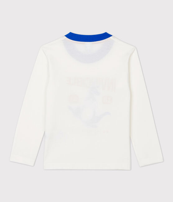 Boys' Long-Sleeved Cotton T-Shirt MARSHMALLOW white