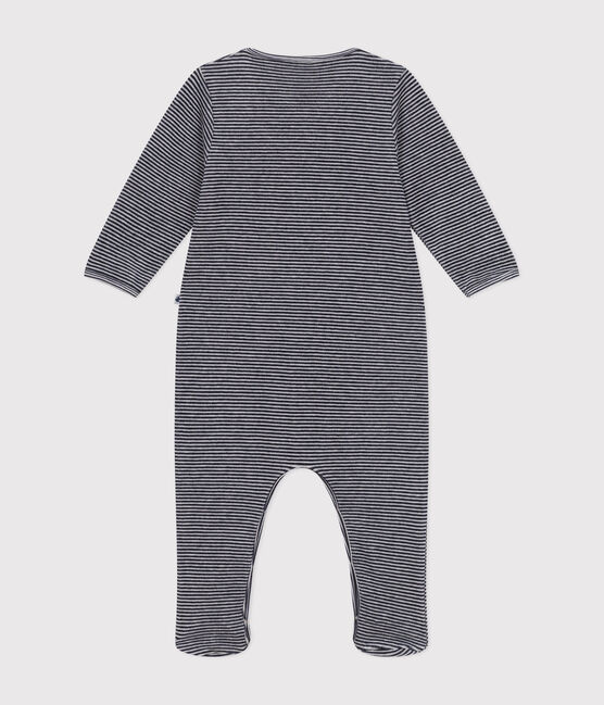 Babies' velour pyjama suit SMOKING blue/MARSHMALLOW white