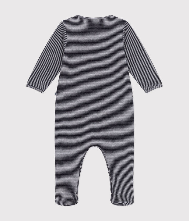 Babies' velour pyjama suit blue/white