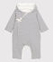 Babies' Hooded Sailor Striped Cotton Jumpsuit MARSHMALLOW white/SMOKING blue