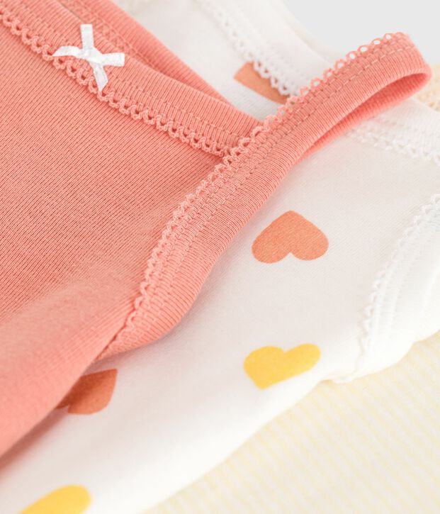 Babies' heart pattern strappy cotton bodies - 3-Pack multicolor