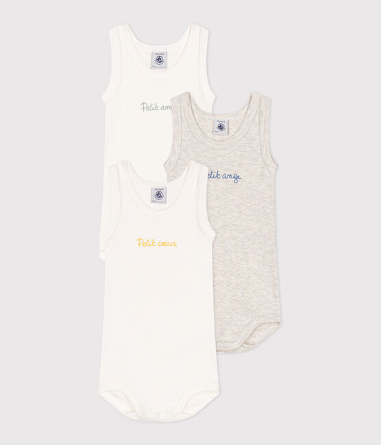 Babies' sleeveless plain cotton bodysuits - 3-Pack variante 1