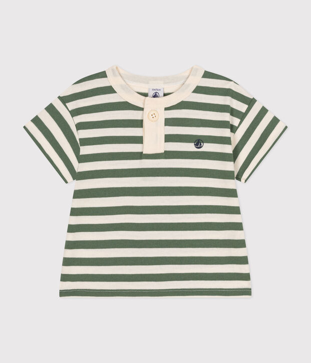 Babies' Short-Sleeved Jersey T-Shirt green/ecru
