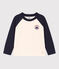 Boys' long-sleeved cotton T-shirt AVALANCHE white/SMOKING blue