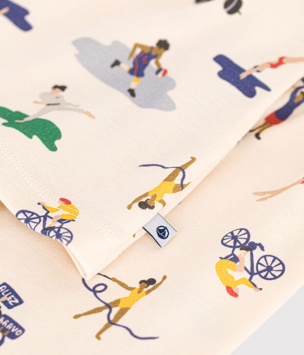 Children's multi-sports print cotton pyjamas Ecru/multicolor