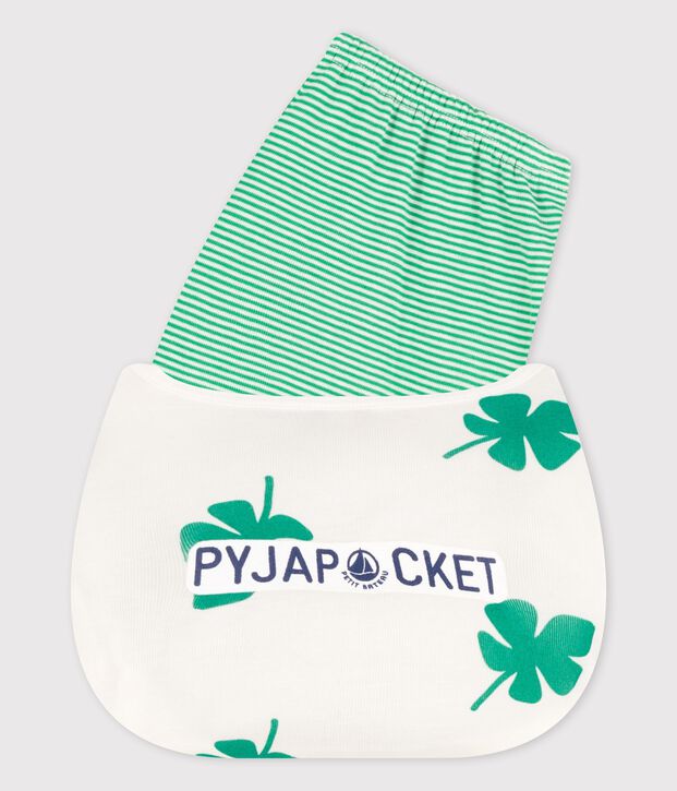 Boys' Palm Themed Organic Cotton Short Pyjamas white/green