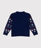 Boys' wool jacquard and cotton cardigan MEDIEVAL blue/MULTICO white
