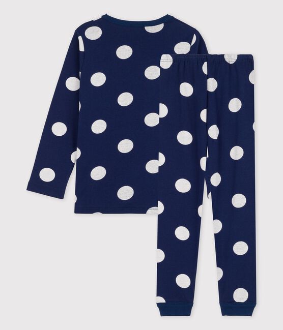 Unisex Spotted Organic Cotton Pyjamas MEDIEVAL blue/MARSHMALLOW white