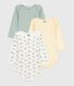 Pack of babies' long-sleeved hedgehog-print cotton bodies