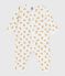 Babies' printed cotton footless pyjama suit MARSHMALLOW /CAJOU
