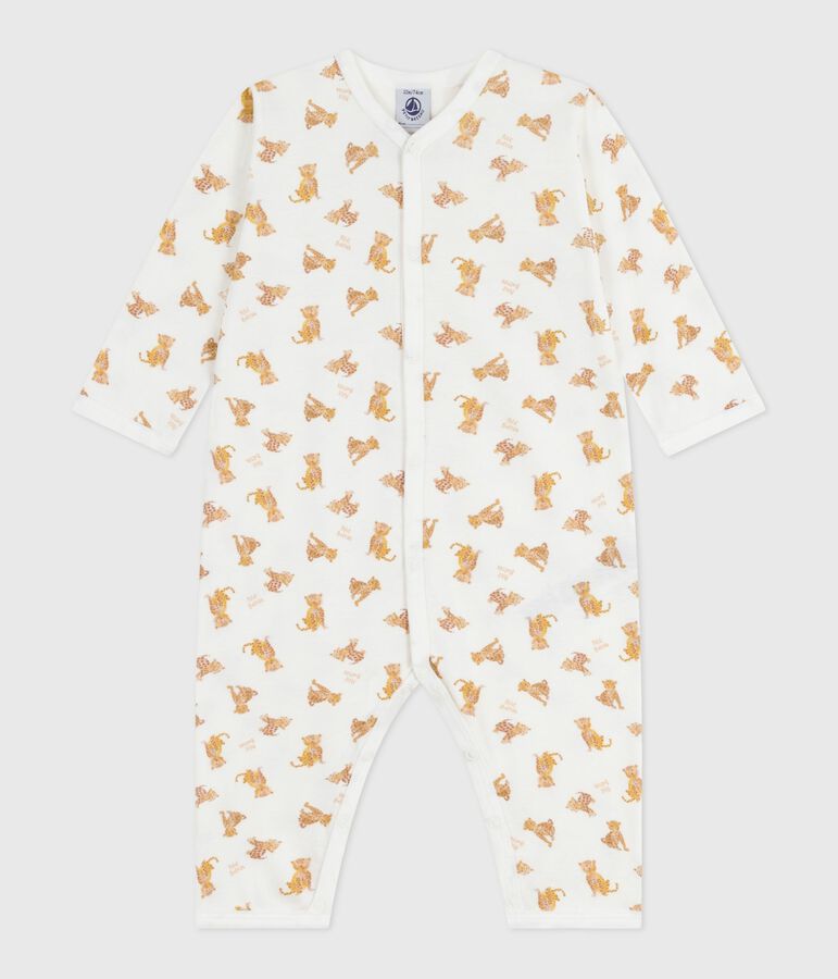 Babies' footless printed cotton pyjama suit white/beige