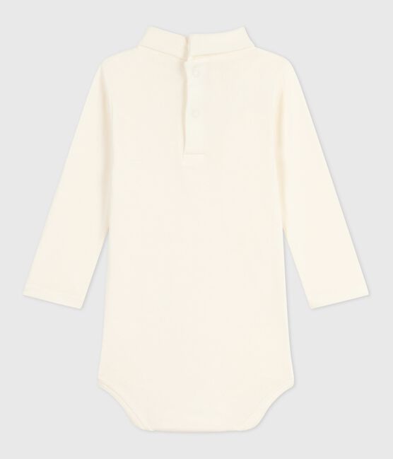 Babies' plain cotton rollneck body MILK Ecru