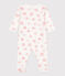 Babies' brushed fleece heart-print pyjamas with a collar MARSHMALLOW white/CHARME pink