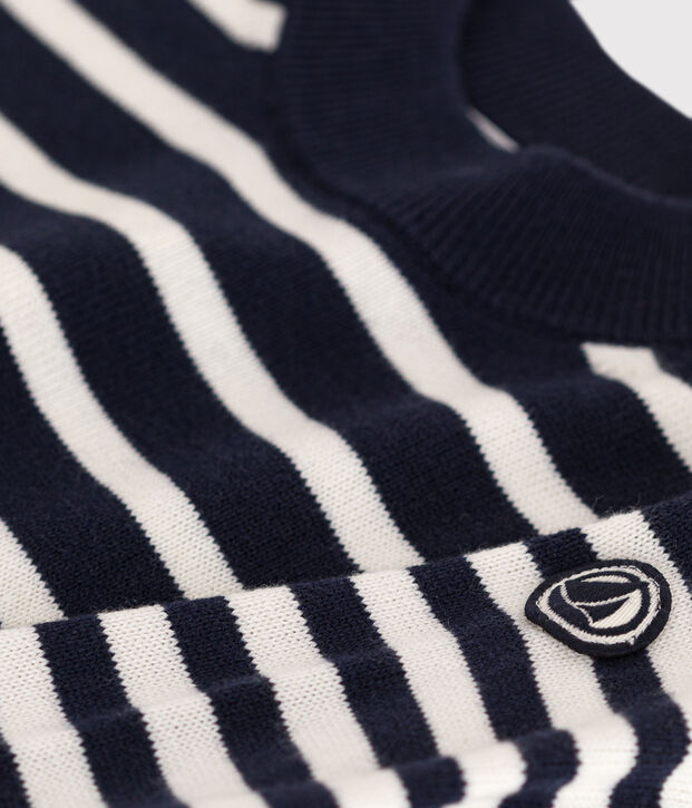 Children's Striped Wool and Cotton Pullover blue/white