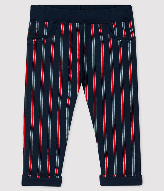 Baby boy's fleece trousers SMOKING blue/MULTICO white