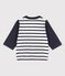 Babies' Jersey Baseball Jacket MARSHMALLOW white/SMOKING blue