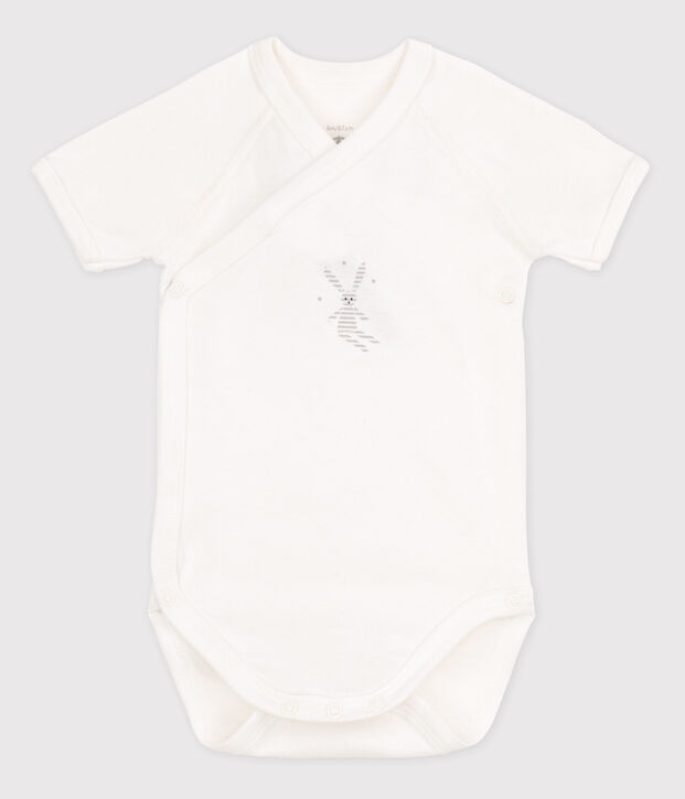 Babies' Unisex Short-Sleeved Wrapover Bodysuit white/DIDOU3