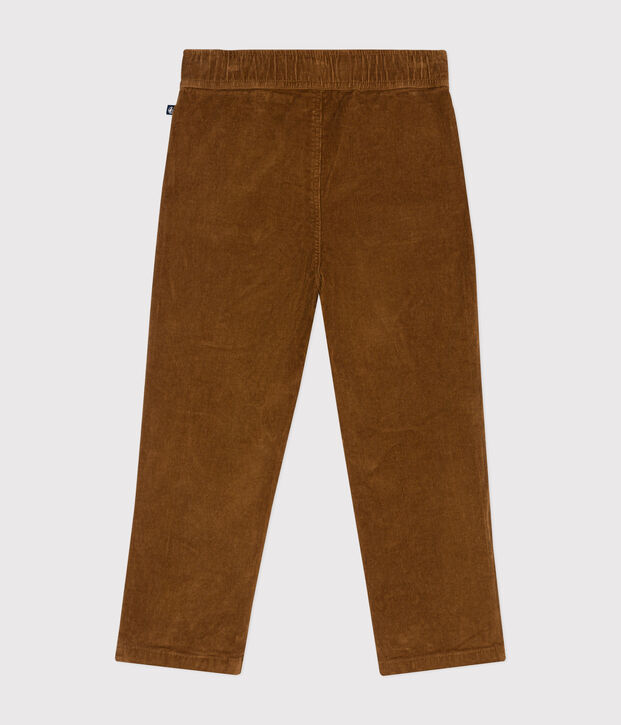 Boys' straight-fit corduroy trousers brown