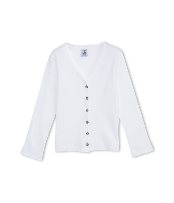 Girl's plain cardigan ECUME white