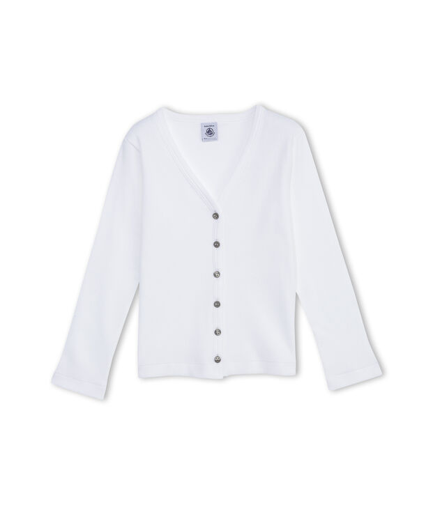 Girl's plain cardigan white