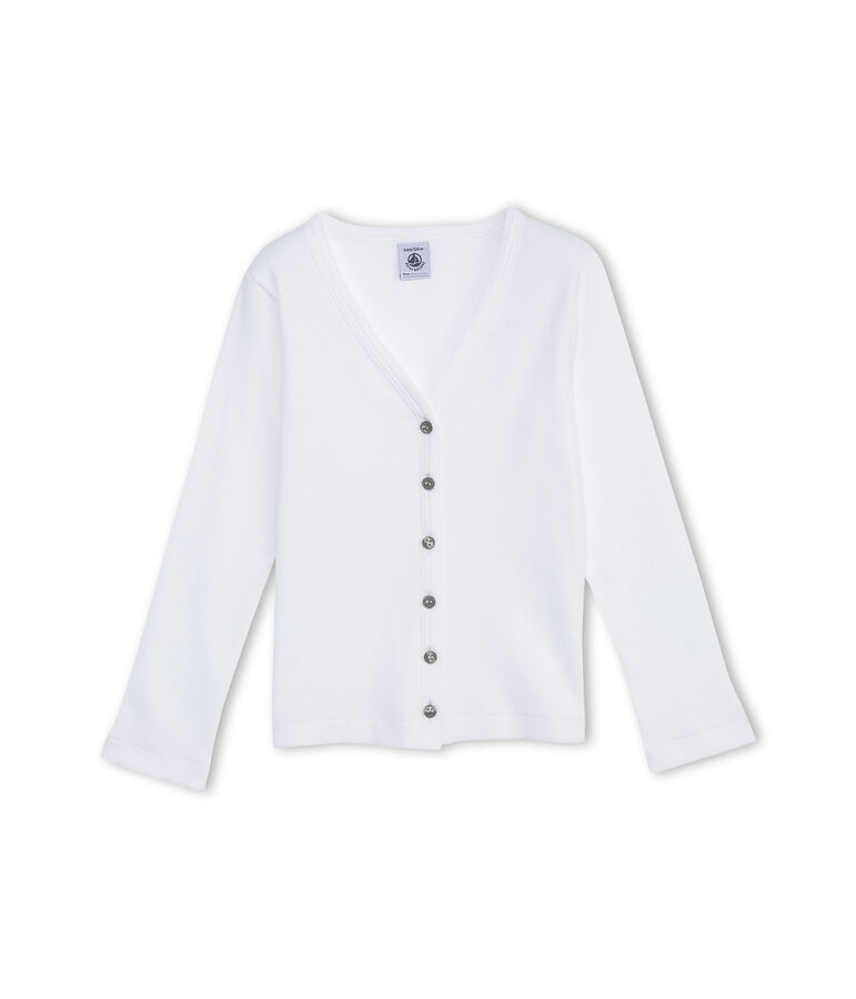 Girl's plain cardigan white